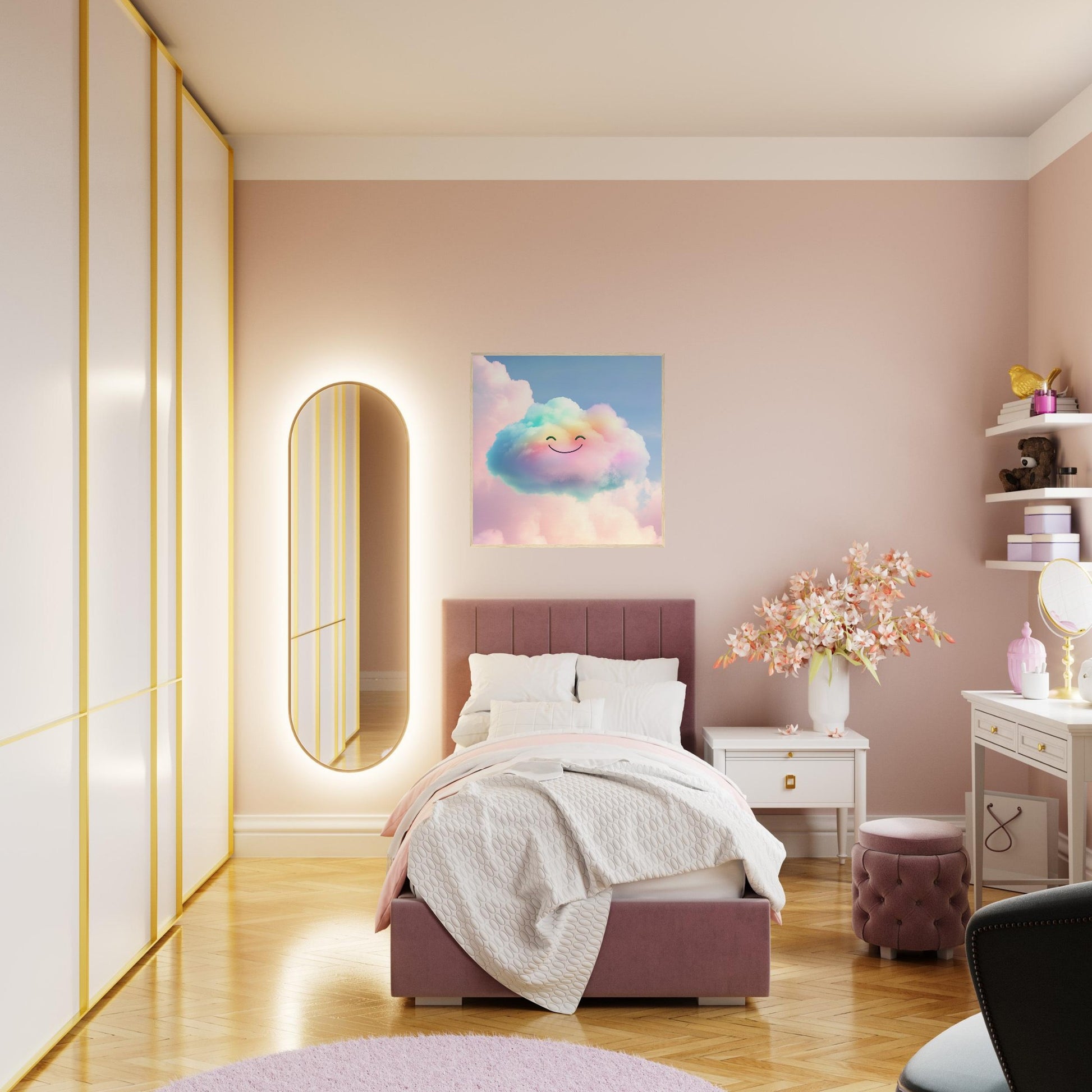 Smiling Rainbow Cloud - Lovely Art House
