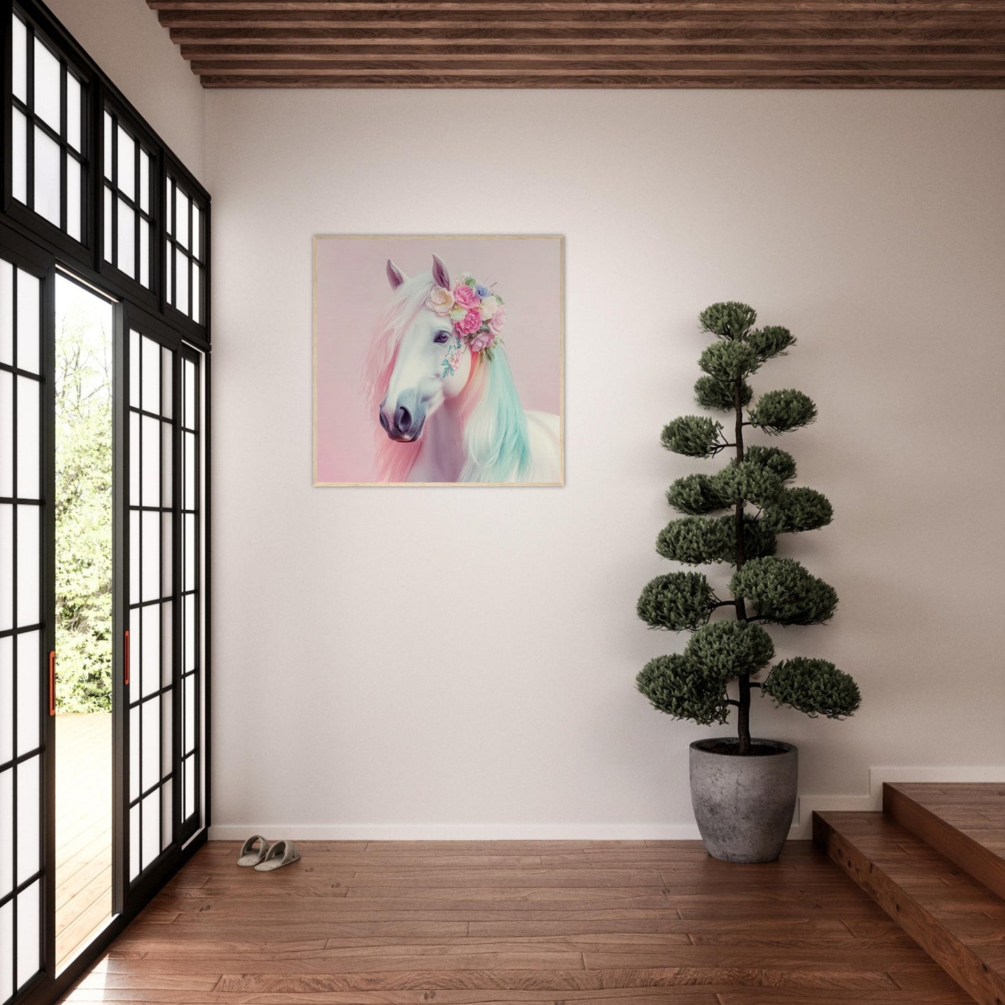 Floral Crowned Fantasy Horse - Lovely Art House