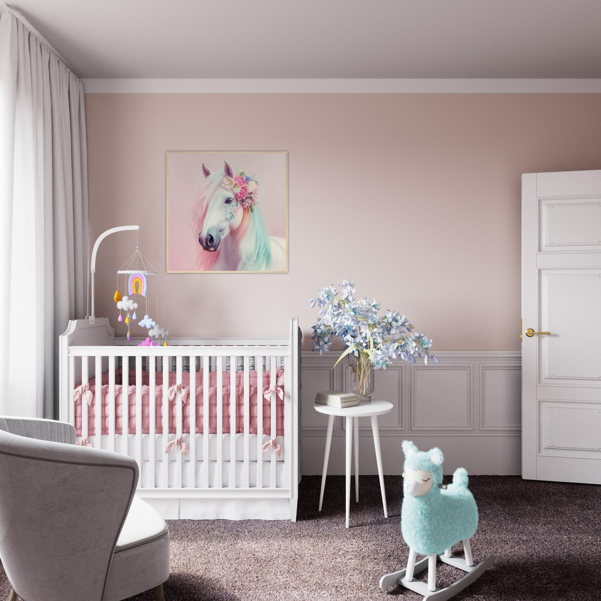 Floral Crowned Fantasy Horse - Lovely Art House