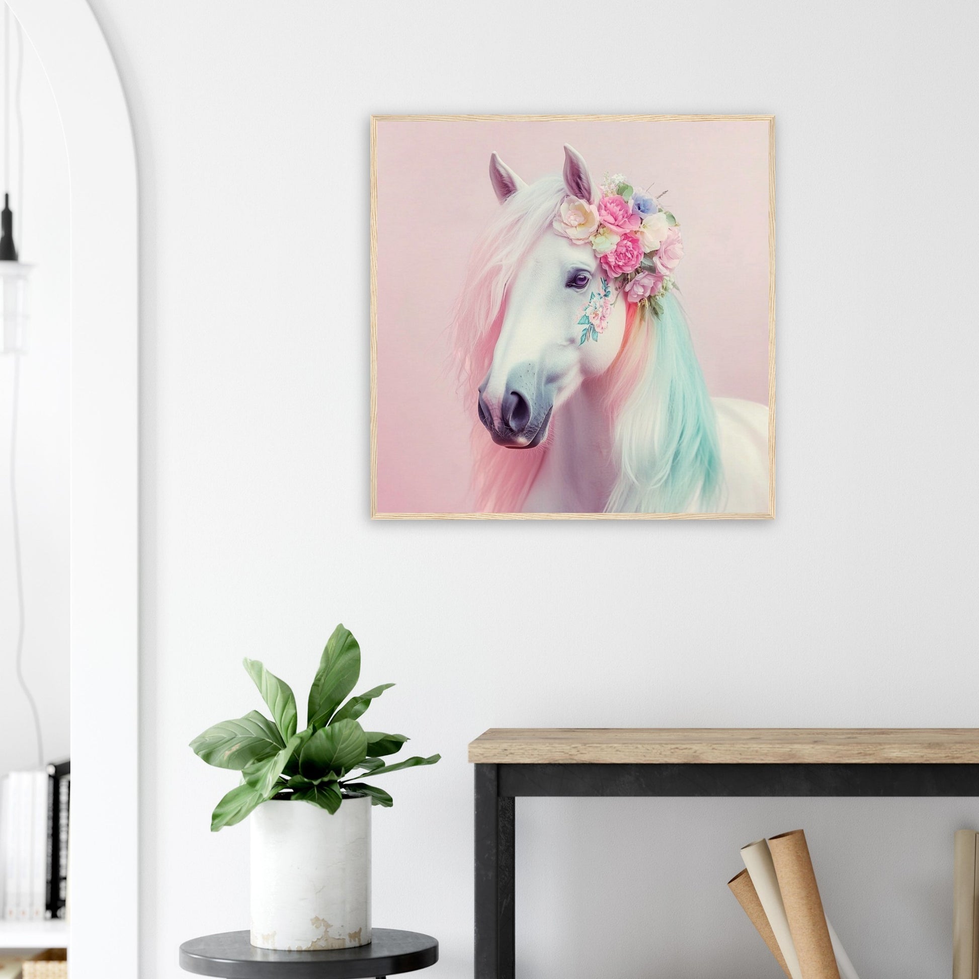 Floral Crowned Fantasy Horse - Lovely Art House